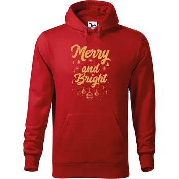 Pánská mikina DOBRÝ TRIKO Pánská mikina s potiskem Merry and bright Velikost pánské mikiny: 2XL, Barva: Červená