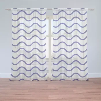 Záclona Sablio Záclony Modré vlnky: 2ks 150x250cm