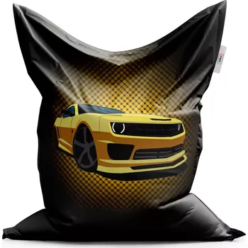 Sedací pytel Sablio Sedací vak Chevrolet Camaro Žlutá mřížka - 150x100 cm