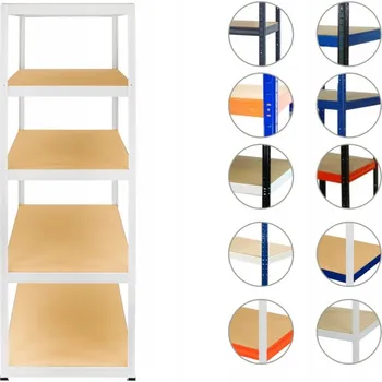 Dílenský regál Kovový regál skladový nemocniční HELIOS bílý 213x045x45 5 polic