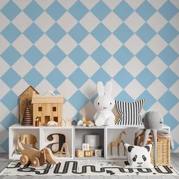 Tapeta Sablio Tapeta Bílomodré kosočtverce - 125x75 cm