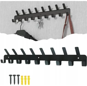 Věšák Nástěnný věšák se 17 háčky, černý loftový držák
