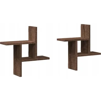 police Nástěnné police, 2 ks, hnědý dub, 38x12x38 cm