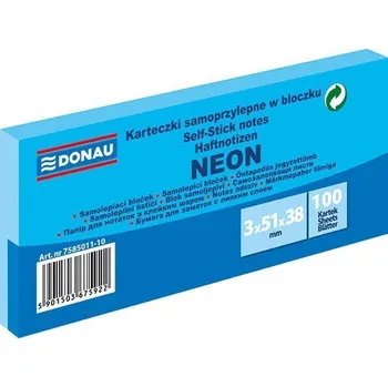Blok Samolepicí bloček 51 x 38 mm - neonově modrý 3 x 100 listů