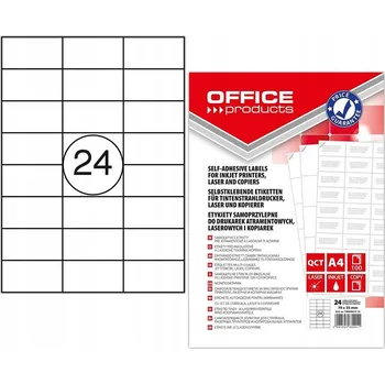 Samolepící etiketa Štítky OFFICE PRODUCTS 70x35mm bílé, 100 listů