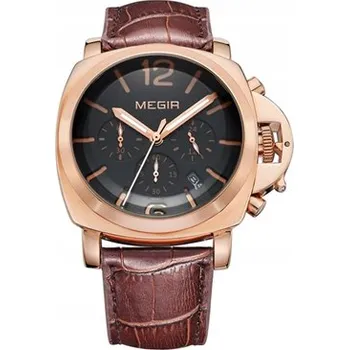Hodinky Pánské hodinky MEGIR, kožený řemínek, chronograf, datum