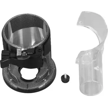 Hubice k vysavači Kryt na odsávání prachu pro okrajovou frézku Nastavitelný sběrač pilin s průhledným vývodem Hliníkové tělo s rychlým upínáním na frézku
