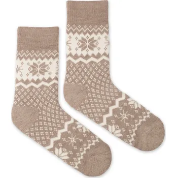 Dámské ponožky Vlněné ponožky Vlnáč Sněhová vločka béžové S (35-38)