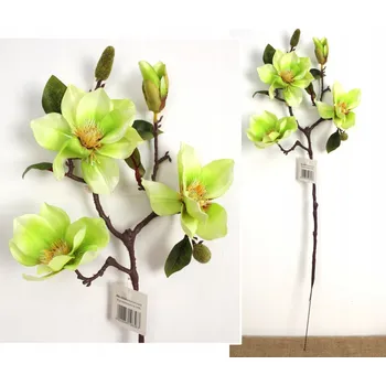 umělá květina Květ MAGNOLIE výška 73 cm (3 květy 12 cm a 1 poupě) ZELENÁ WA-088A