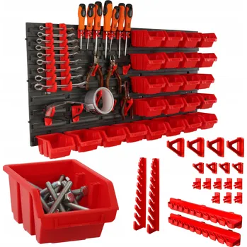 Obraz Nástěnná deska na nářadí + 24 boxů a držáků 77x39 cm do dílny, garáže