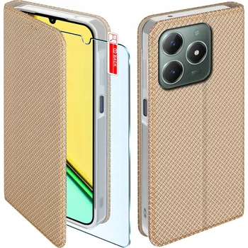 Pouzdro na mobilní telefon Pouzdro s klopou KrainaGSM pro realme C61, C63 zlaté