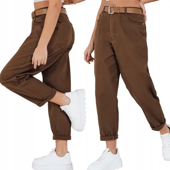 Dámské oblečení Dámské džíny střihu "mom fit" hnědé UY2844 - L