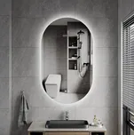 Erga Dalia, oválné LED zrcadlo 60x100cm, 3 barvy světla, zadní osvětlení, vyhřívací podložka proti zapaření, ERG-V01-Dalia-6010-CL