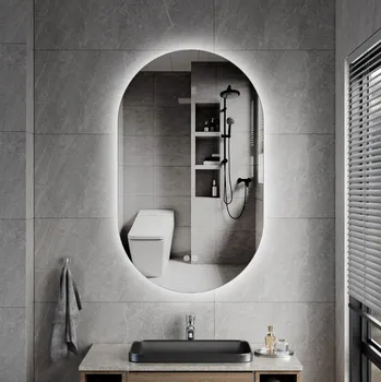 Zrcadlo Erga Dalia, oválné LED zrcadlo 60x100cm, 3 barvy světla, zadní osvětlení, vyhřívací podložka proti zapaření, ERG-V01-Dalia-6010-CL