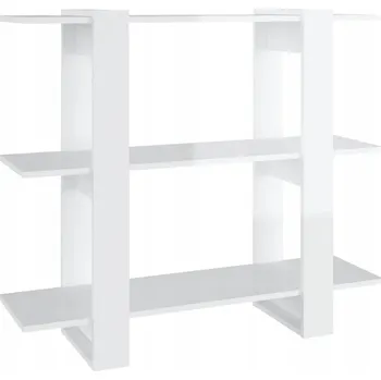 Knihovna Regál na knihy/přepážka, bílý vysoký lesk, 100x30x87 cm