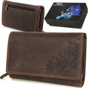 Peněženka Dámská kožená peněženka hnědá nubuková velká rozkládací prémiová Beltimore