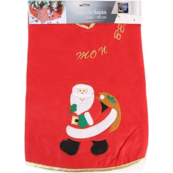 Vánoční dekorace PODLOŽKA POD VÁNOČNÍ STROMEK červená s Mikuláš, 90 cm