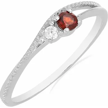 Prsten Prsten stříbrný s broušeným granátem a zirkonem Ag 925 031121 GT 54 mm (US 7), 1,25 g