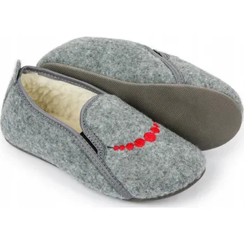 Dámské pantofle Dámské šedé filcové pantofle s korálovou výstelkou, velikost 36