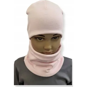 Čepice Souprava ČEPICE + NÁKRČNÍK 92-98-104 dětská souprava 46-50 dvojitá SVĚTLE RŮŽOVÁ