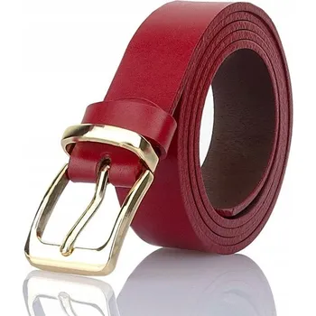 Opasek KOŽENÝ pásek dámský ČERVENÝ Elegantní Klasický k Tunice Sukni
