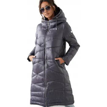 Dámský kabát Dlouhý dámský zimní prošívaný kabát zateplený elegantní SAMANTA 50