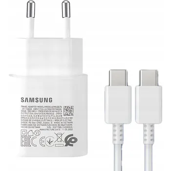 Síťová nabíječka Samsung USB typ C EP-TA800 a kabel 1,8 m USB-C, bílá