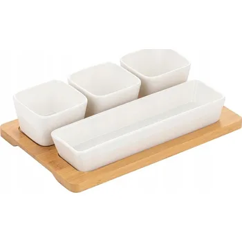 Obdélníková sada na dipy 4 ks Adria porcelán + bambus