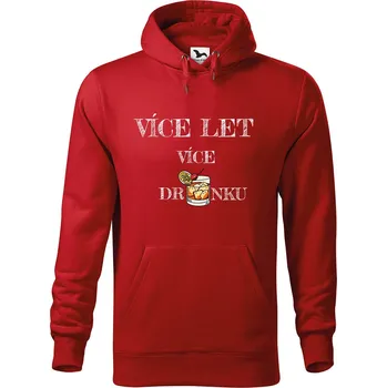 Pánská mikina DOBRÝ TRIKO Pánská mikina s potiskem Více drinku Velikost pánské mikiny: 3XL, Barva: Červená