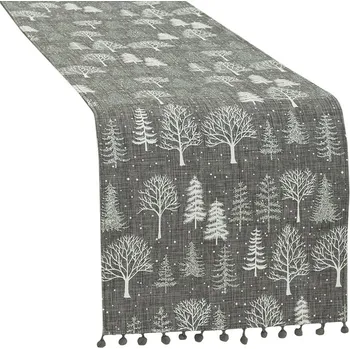 Obraz Běžec na stůl šedý VÁNOČNÍ 50x100 cm Vánoce bílé STROMY zimní