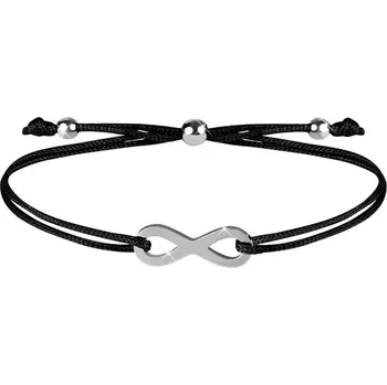 Náramek Troli Šňůrkový náramek s nekonečnem černá/ocelová + 2 měsíce na vrácení zboží