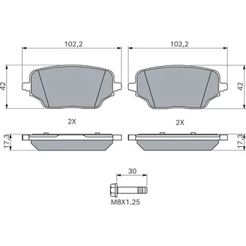 Brzdová destička Sada brzdových destiček, kotoučová brzda BOSCH 0 986 460 286