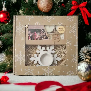 Vánoční dekorace Vánoční sada SNĚHOVÁ VLOČKA svícen + čajová svíčka VŮNĚ VÁNOC dárek