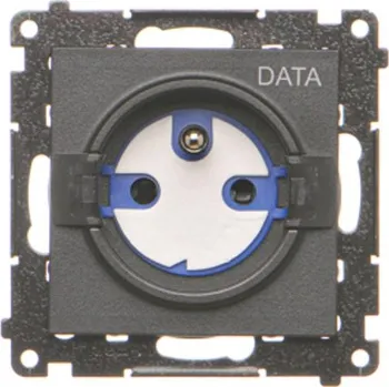 Elektrická zásuvka Zásuvka silová 1 násobná DATA s klíčem, s uzemněním, 16 A / 230 V~,, Simon 55 TGD1CZ.01/149, černá metalizovaná