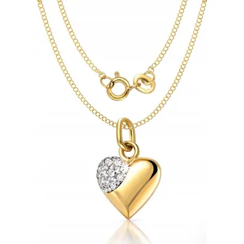Řetízek Zlatý Řetízek 585 Srdce Se srdíčkem se Zirkony ZLATO 14K 585