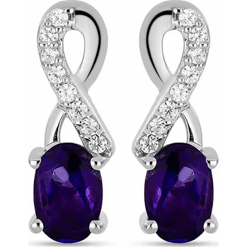 Náušnice Náušnice stříbrné s broušenými africkými ametysty a zirkony Ag 925 045077 AFAM 1,4 cm, 2,8 g