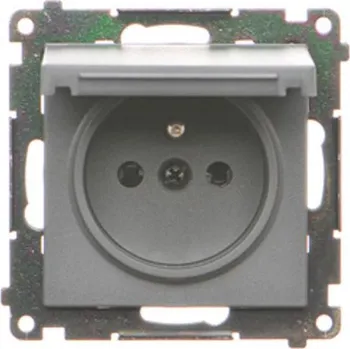 Elektrická zásuvka Zásuvka silová 1 násobná typ E, IP44, bez těsnění, víčko v barvě krytu,16 A /, Simon 55 TGZ1BCUZ.01/116, grafitová