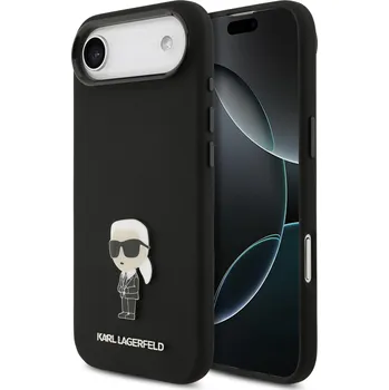 Náhradní díl pro mobilní telefon Karl Lagerfeld Liquid Silicone Metal Ikonik Zadní Kryt pro iPhone Air Black