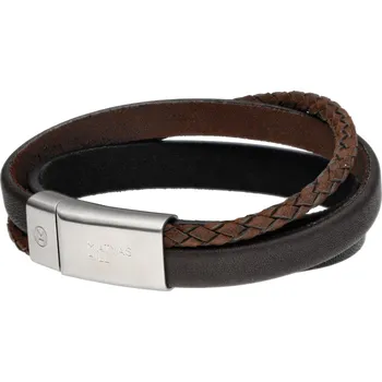 Náramek MATYAS HILL Pánský kožený náramek TREK BLACK-BROWN 19,0 cm