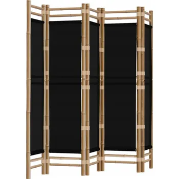 Paraván SKLÁDACÍ PARAVÁN S 5 PANELY 200 CM BAMBUS A PLÁTNO