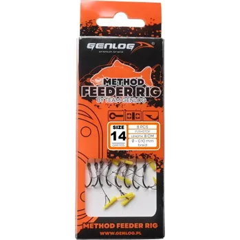 Rybářský háček Návazec GENLOG Method Feeder s push stopem - BKK háček č. 14 šňůra 0
