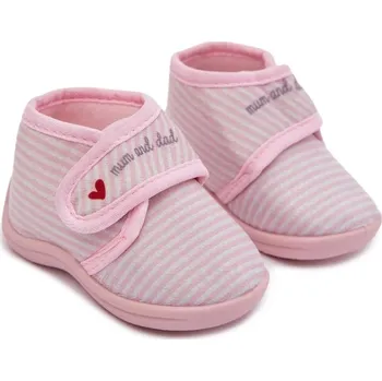 Dívčí bačkory PAPUČE S DÍVČÍMI PÁSKY A NÁPIS SE ZAPÍNÁNÍM NA NA SUCHÝ ZIP, SVĚTLE RŮŽOVÉ, VELIKOST 19
