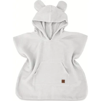 Dětské mušelínové pončo lux s kapucí Teddy, rychleschnoucí, šedé