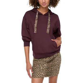 Dámská mikina Dámská mikina s kapucí a leopardou sukní Only tmavě červená | vícebarevná 3495760