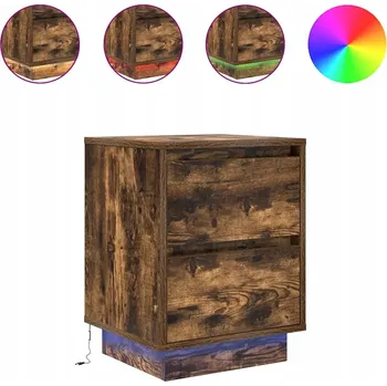 Noční stolek Noční stolek s LED osvětlením, kouřový dub, 38x34x50 cm