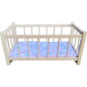 Doplněk pro panenku Dřevěná postýlka pro panenky 37 cm