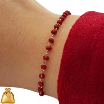 Náramek JEMNÝ POZLÁCENÝ NÁRAMEK S KORÁLKY 17 CM + 5 CM PRODLOUŽENÍ, POZLACENO 18K ZLATEM