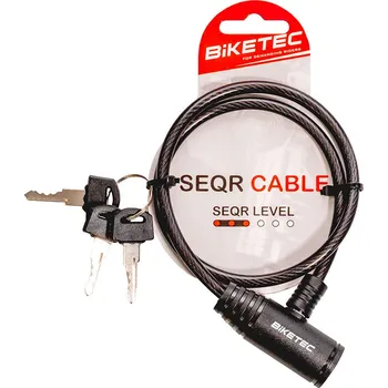 Motozámek BIKETEC SEQR bezpečnostní KABLOWE rozměr: lanko 6mm, 60cm s visací zámek, 3klíče (BIKETEC SEQR bezpečnostní KABLOWE rozměr: lanko 6mm, 60cm s visací zámek, 3klíče)