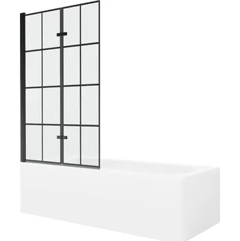 Vanová zástěna MEXEN/S - Vega obdélníková vana 180 x 80 cm s panelem + vanová zástěna 100, černá vzor 550118080X9210027077