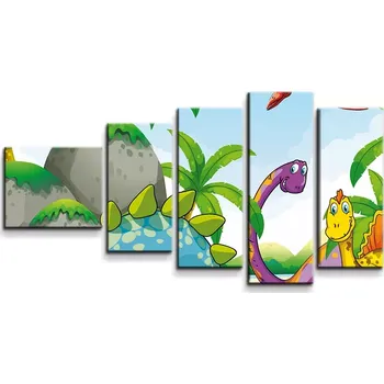 Obraz Sablio Obraz - 5-dílný Dinosauři 3 - 100x60 cm